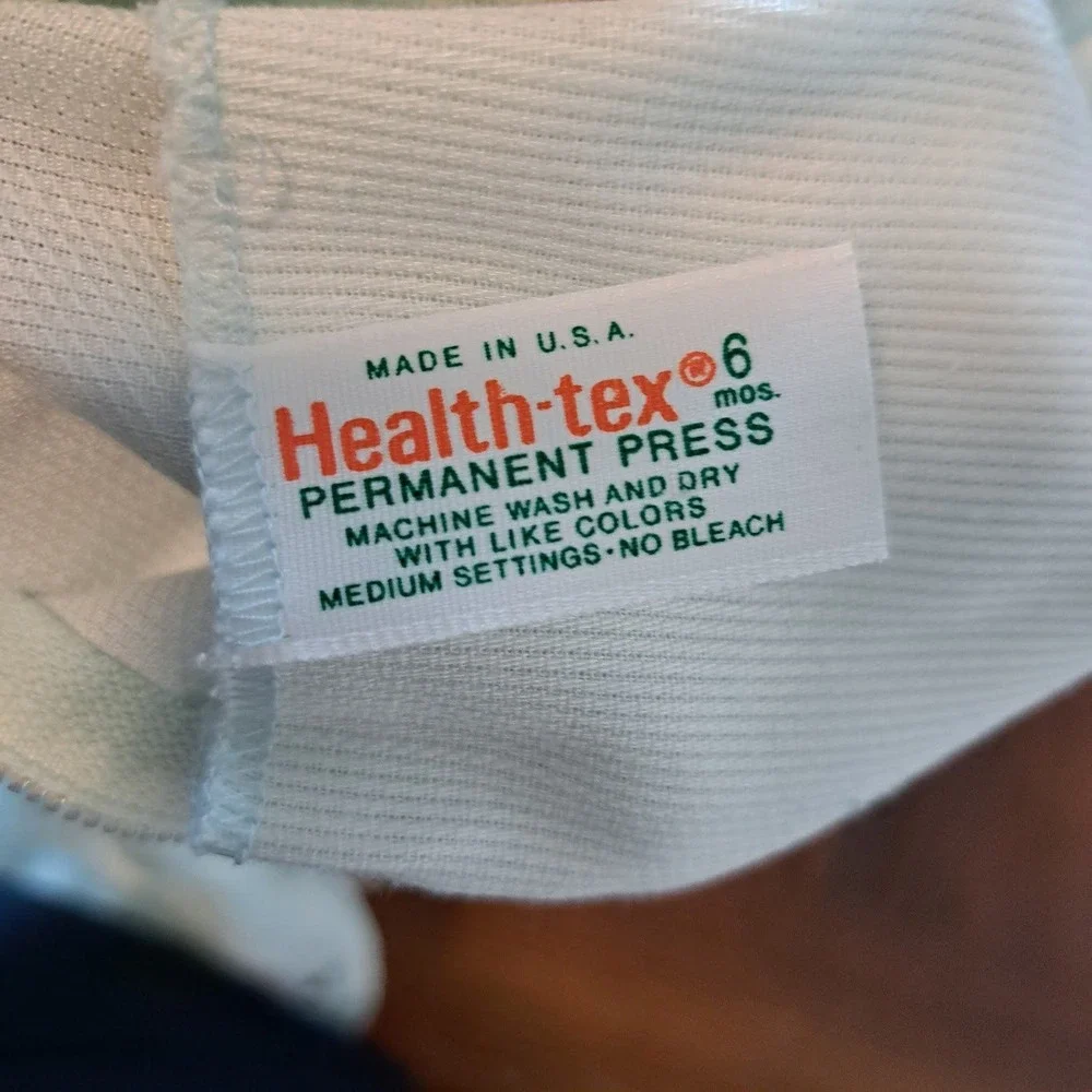 Vintage Health-tex Mint Green Corduroy Ruffle Romper Baby Girl 6 Months USA Made